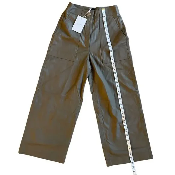 Ted Baker Cropped Wide Legs Leather Pants in Gray Size 00 - Picture 6 of 9